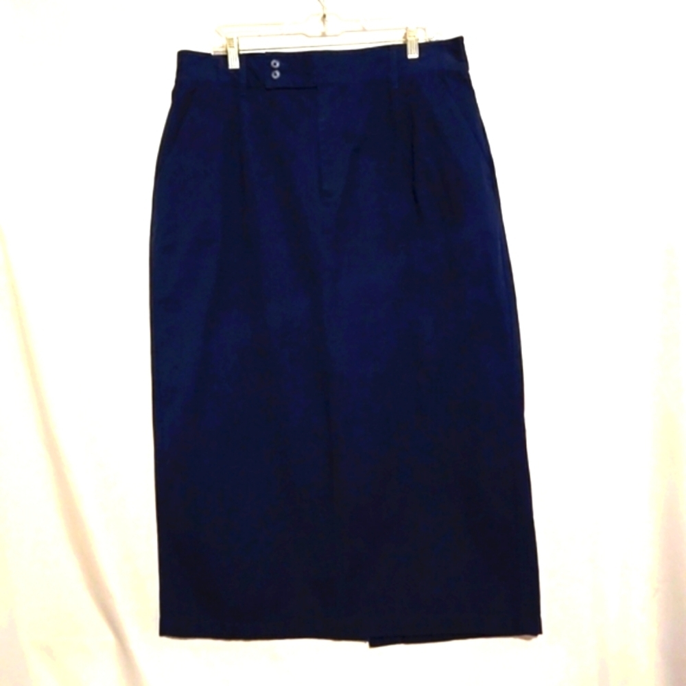 Vintage, Skirt, Navy, Elisabeth, Liz Claiborne, Long, Buttons, Zipper, Pockets